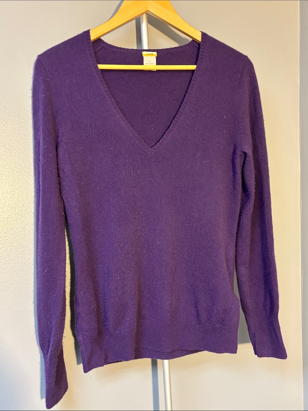 J. Crew Purple V-Neck Cashmere Women's Sweater